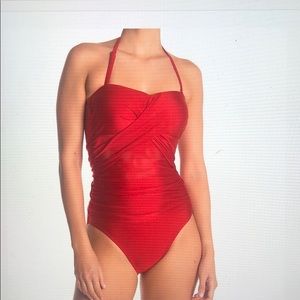 Tahari Ruched Sweetheart One Piece Swimsuit NWOT L